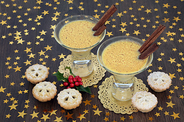 Image showing Christmas Eggnog and Mince Pies