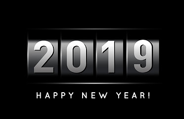 Image showing New Year counter 2019 vector illustration on black