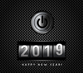 Image showing New Year counter 2019 with power button vector illustration