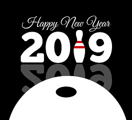 Image showing Congratulations to the happy new 2017 year with a bowling and ball