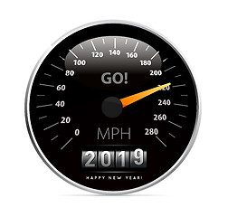 Image showing Calendar 2019 in speedometer car vector illustration on white