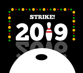 Image showing Congratulations to the happy new 2017 year with a bowling and ball