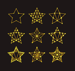 Image showing Golden geometric stars in the art deco style, varying degrees of