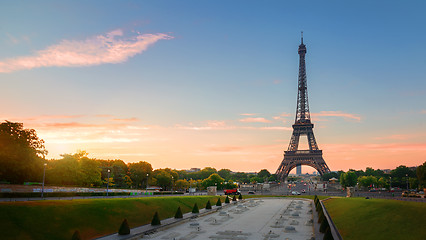 Image showing Eiffel Tower and fountains