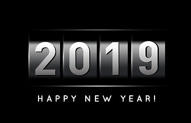Image showing New Year counter 2019 illustration on black