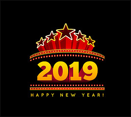 Image showing New Year marquee 2019 vector illustration on black