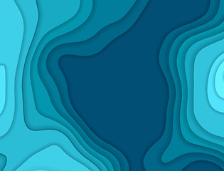 Image showing Vector paper cut background. Abstract origami wave design