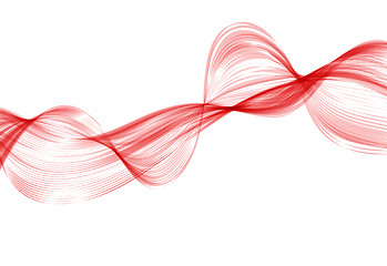 Image showing Abstract red wave background. Set of wavy lines in the horizontal plane. Wave made of smoke on white background