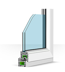 Image showing 3d plastic window profile. Vector illustration on white