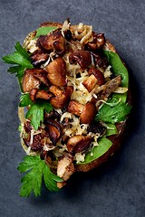 Image showing Crostini with Mushrooms Chanterelles