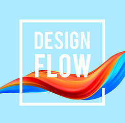 Image showing Colorful flow design. Trending wave liquid vector illustration on blue