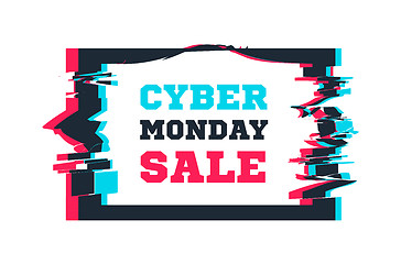 Image showing Cyber Monday sale on the background of the screen with glitch