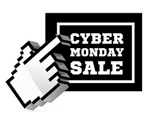 Image showing Cyber Monday sale with computer 3D cursor pointer