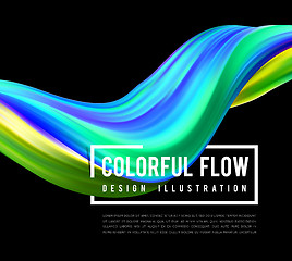 Image showing Colorful flow design. Trending wave liquid vector illustration on black
