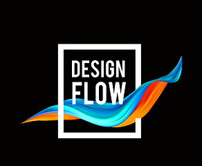 Image showing Colorful flow design. Trending wave liquid vector illustration on black