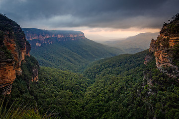 Image showing Sunset and clouds over Blue Mountains