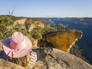 Image showing Relaxing with stunning cliff top views mountains and valleys