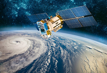 Image showing Space satellite monitoring from earth orbit weather from space, 