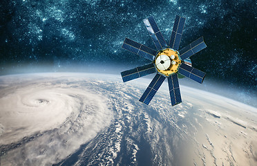 Image showing Space satellite monitoring from earth orbit weather from space, 