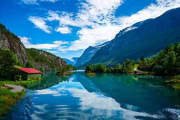 Image showing lovatnet lake Beautiful Nature Norway.