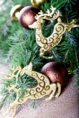 Image showing Christmas decorations and fir tree.