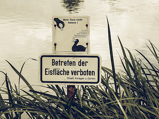 Image showing Vintage looking Do not feed the ducks