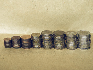 Image showing Vintage Euro coins pile