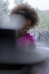 Image showing portrait of young afro american woman in gym