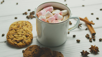 Image showing Cup of cacao with marshmallows