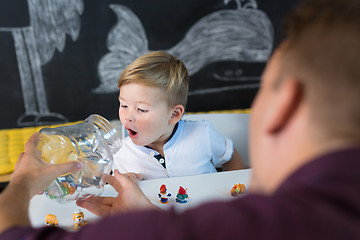 Image showing Cute little toddler boy at child therapy session.