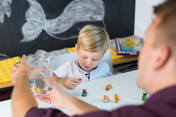 Image showing Cute little toddler boy at child therapy session.