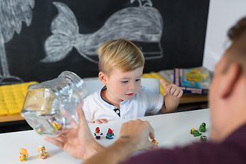 Image showing Cute little toddler boy at child therapy session.