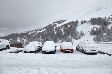 Image showing Winter snowy parking