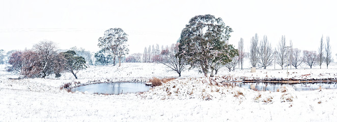 Image showing Rural farmlands in country Australia after fresh snow falls
