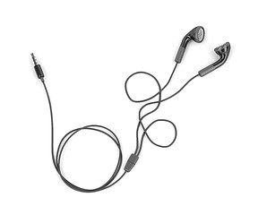 Image showing Black wired earphones