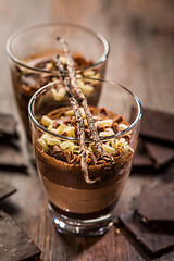 Image showing Delicious chocolate mouse in a bowl