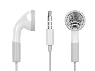 Image showing White wired earphones