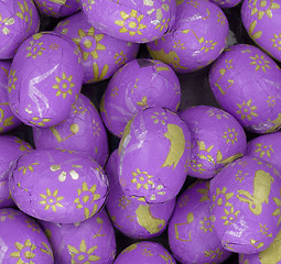 Image showing Colorful chocolate easter eggs