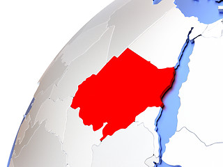 Image showing Sudan on modern shiny globe