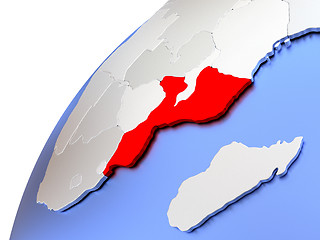 Image showing Mozambique on modern shiny globe