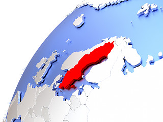 Image showing Sweden on modern shiny globe