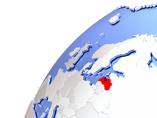 Image showing Latvia on modern shiny globe