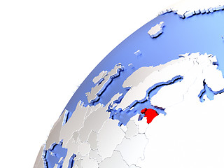 Image showing Estonia on modern shiny globe