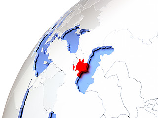 Image showing Azerbaijan on modern shiny globe