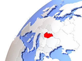 Image showing Hungary on modern shiny globe