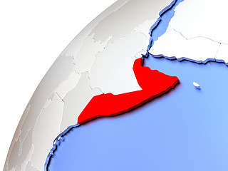 Image showing Somalia on modern shiny globe