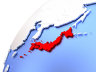 Image showing Japan on modern shiny globe