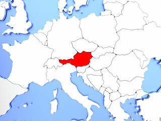 Image showing Austria in red on map