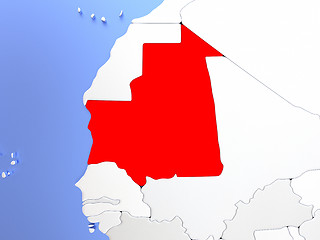 Image showing Mauritania in red on map