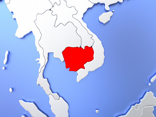 Image showing Cambodia in red on map